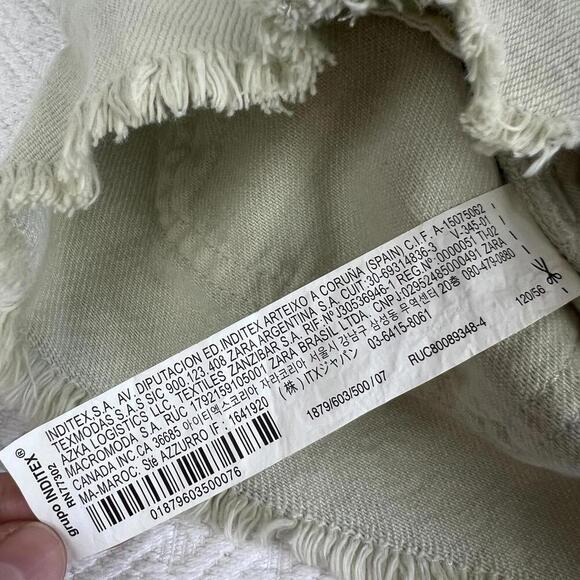 Zara Girls 7 Pale Green Wash Distressed Snap Denim High Rise Shorts 1879/603 - Picture 7 of 11